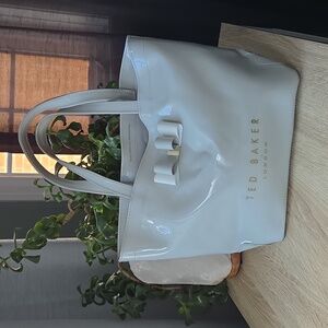 Ted Baker London Patent Cream Tote with Bow Accent